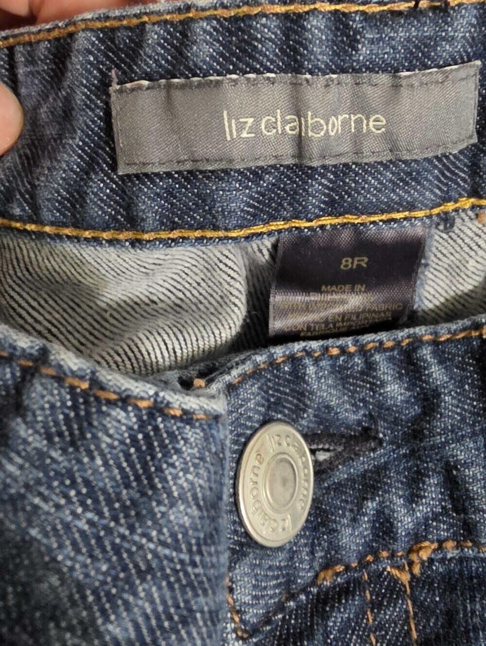 Liz Claiborne Boyfriend Fit Jeans Womens 8R Stretch Denim Embroidered Pockets - Picture 4 of 12